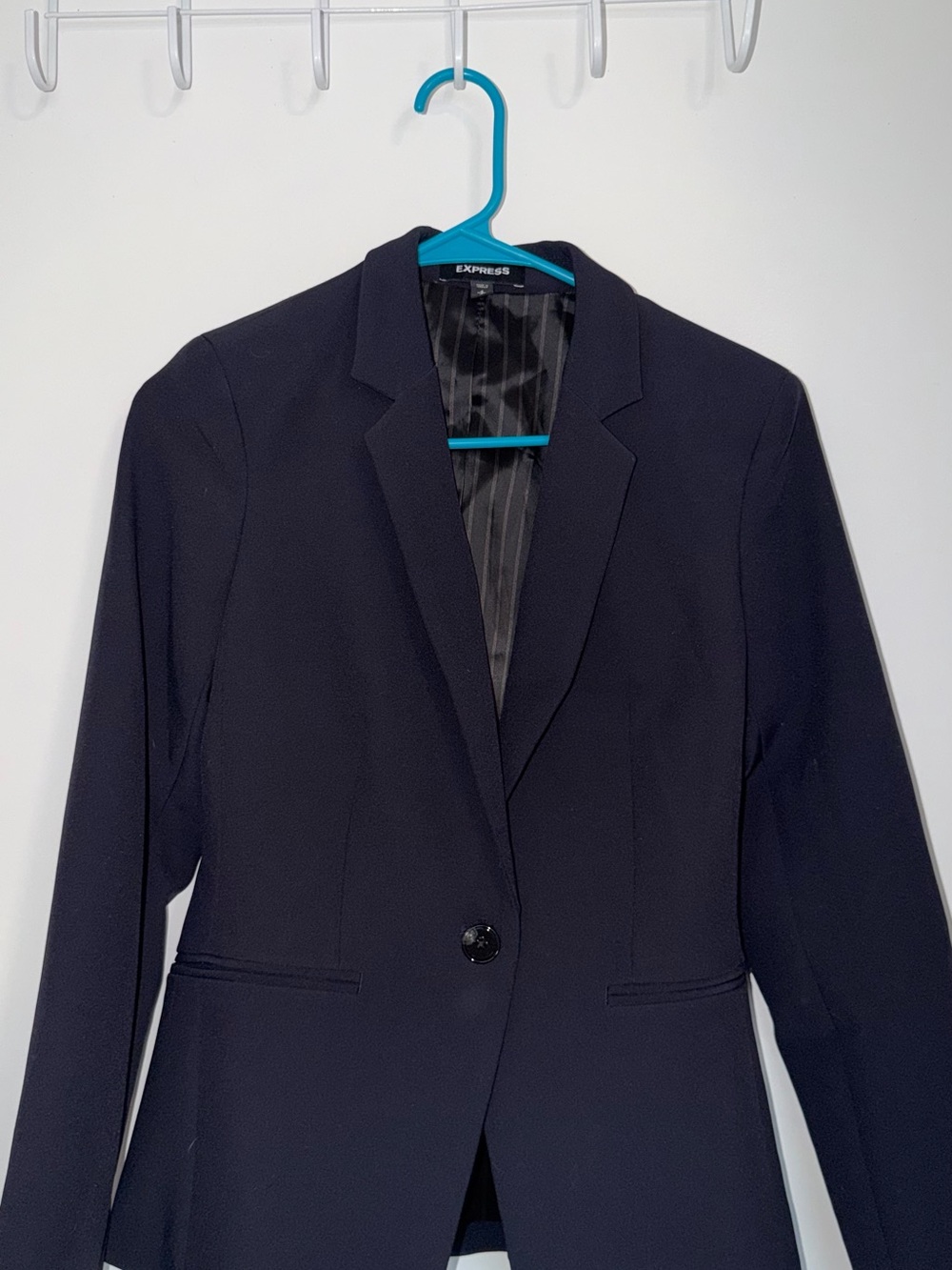 Express Navy Classic Single-Button Blazer